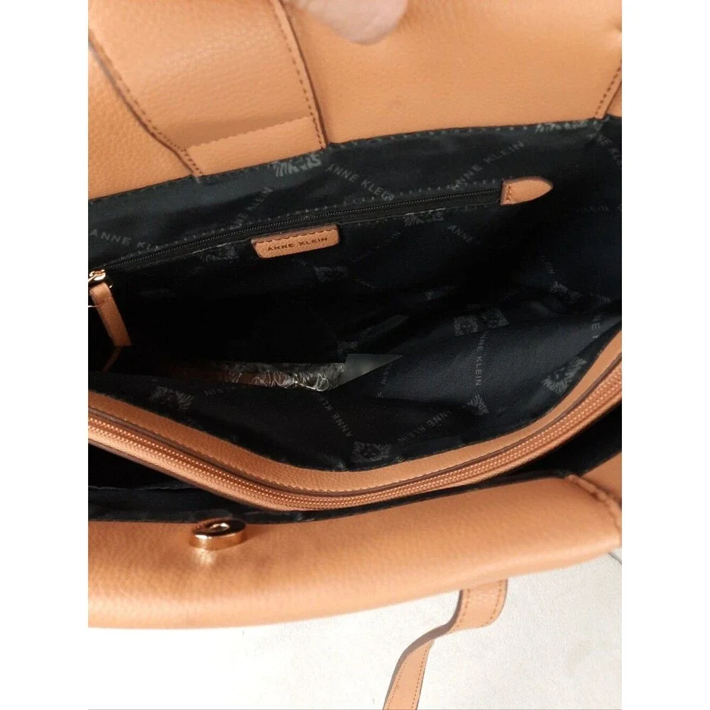 Anne Klein Straw Striped Woven Tote Bag